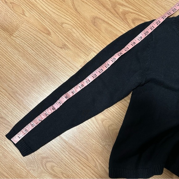 Christopher & banks hand embroidered size small black sweater with leaves - Picture 9 of 11